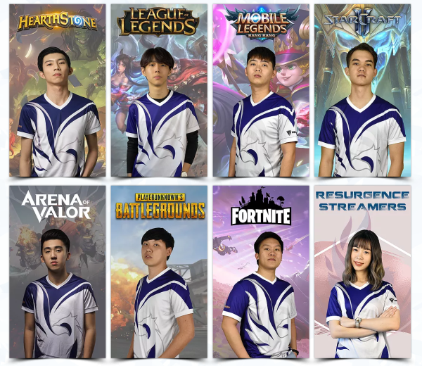 Team Resurgence's roster of games and players.