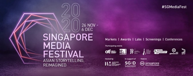 A 2020 Singapore Media Festival banner reveals participating events such as Singapore International Film Festival, SuperGamerFest, gamescom asia and VidCon.