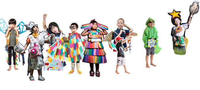 Cutout images of children as part of the Superhero Me movement. 