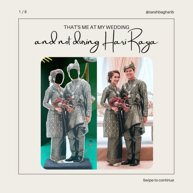 On her Instagram page, Sarah Bagharib wrote about her wedding photo having been misused, without permission.